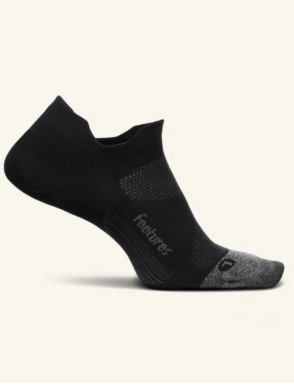 Feetures Women's Small Elite No Show Tab Socks Black Grey NWT Hiking 4-6.5